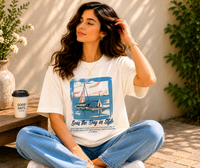 Women Seas the Day Sailboat Graphic Oversized T-Shirt