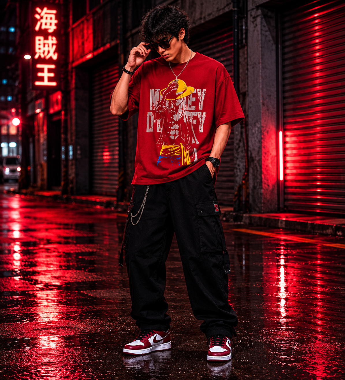 Luffy Anime Streetwear Graphic Oversized  T-Shirt for Men
