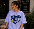 Women Retro Flower Power Premium Cotton Oversized T-Shirt