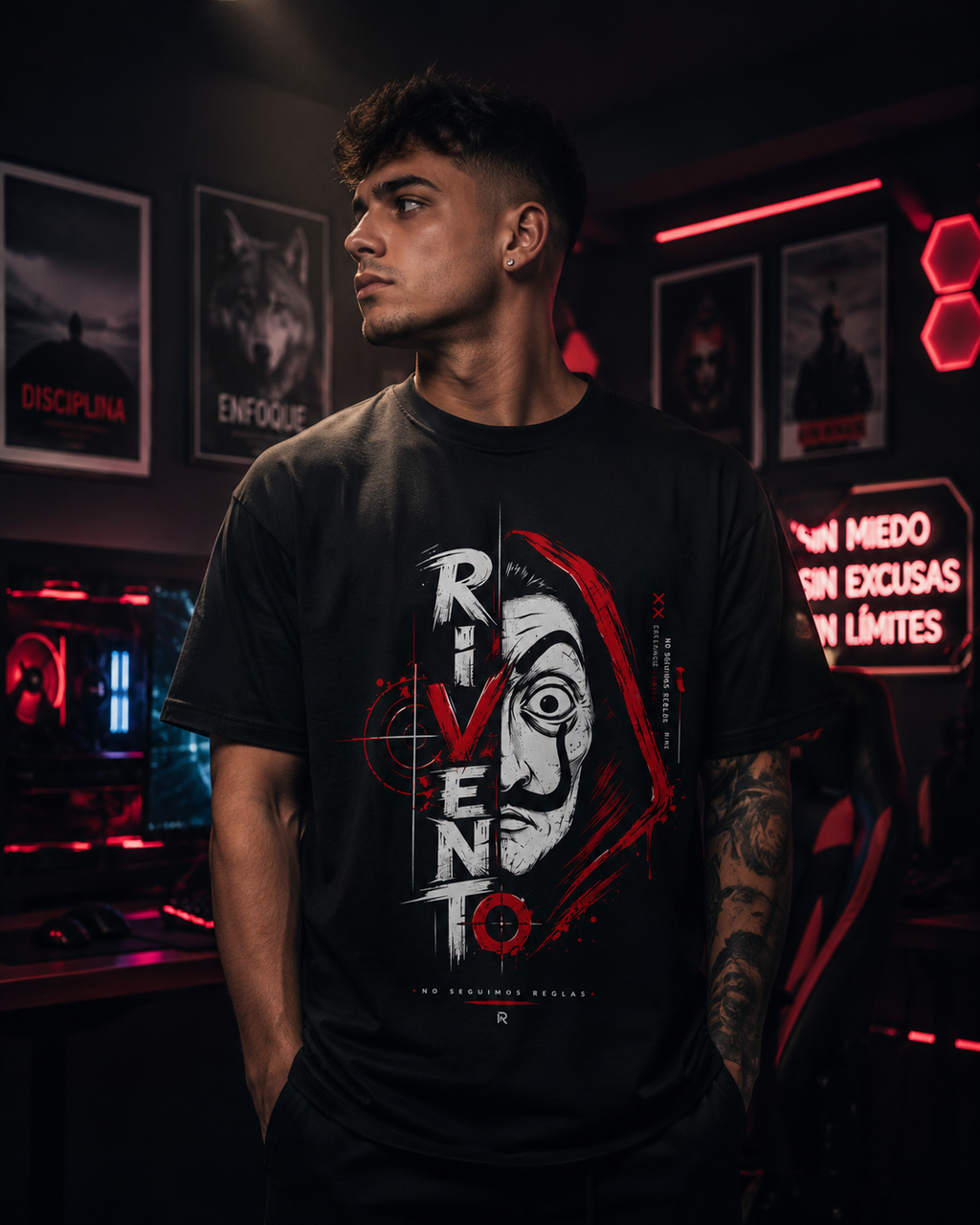 Rivento Heist Mask Men Classic Fit Graphic T-Shirt