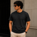 Softcore Men's Premium Black Heather Classic Fit Solid T-Shirt