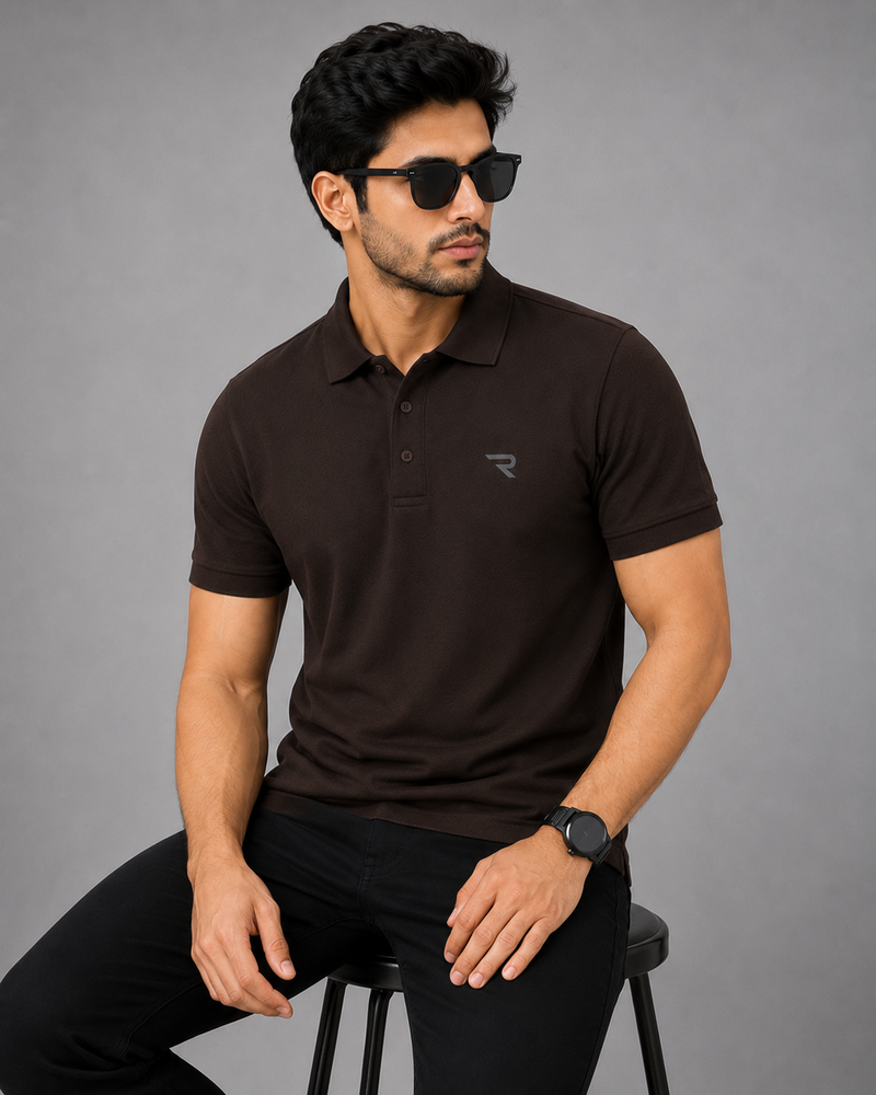 Signature Men Classic Fit Brown Polo T-Shirt