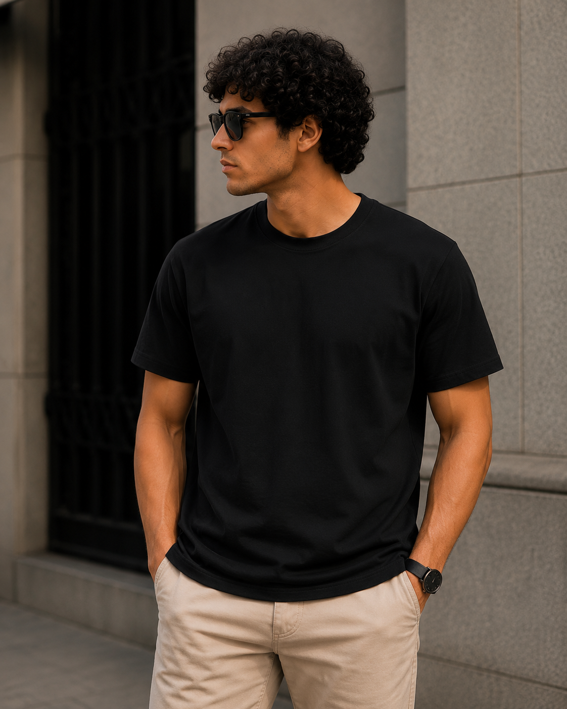 Softcore Men's Premium Black Classic Fit Solid T-Shirt