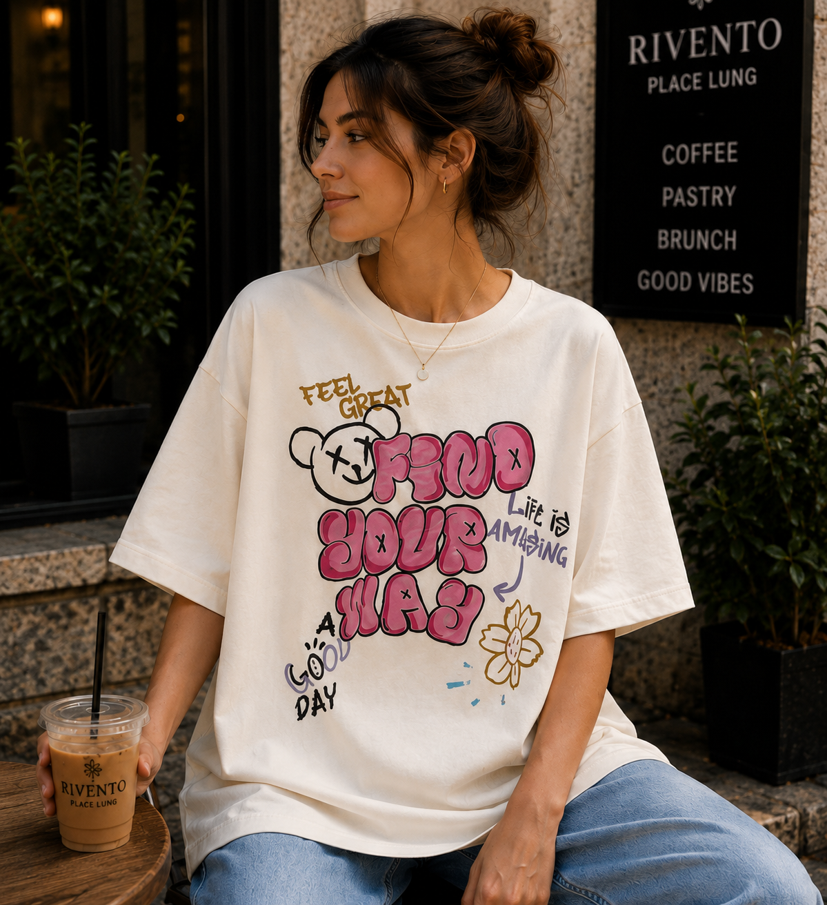 Women Find Your Way Graphic Oversized T-Shirt