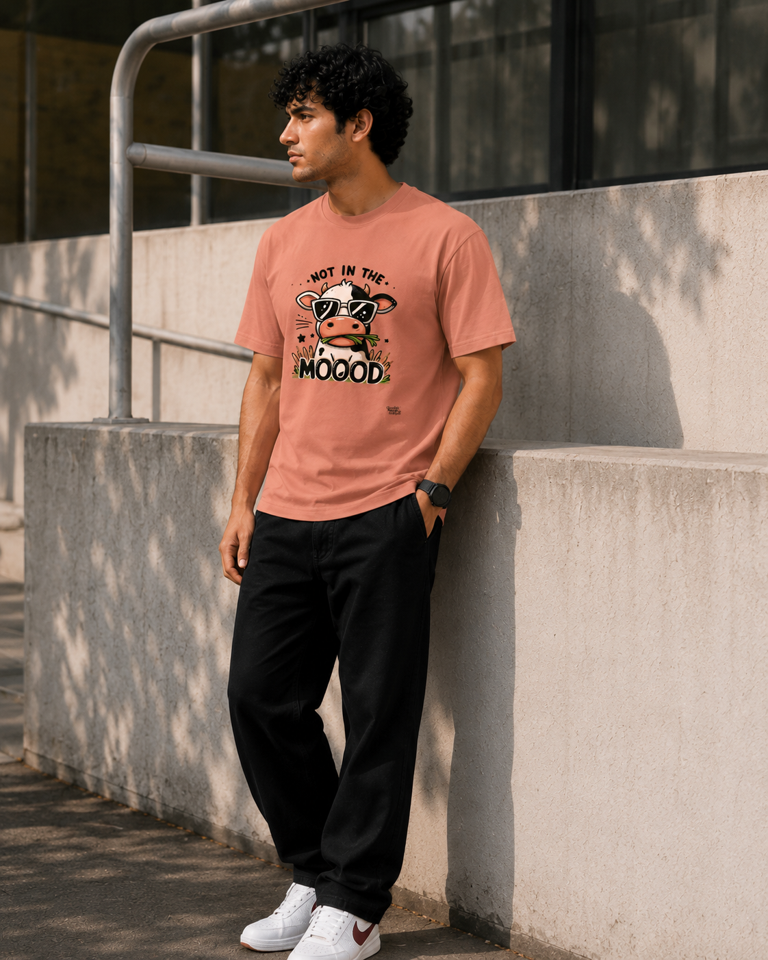Not in the Mooood Men Classic Fit Funny Cow Graphic T-Shirt