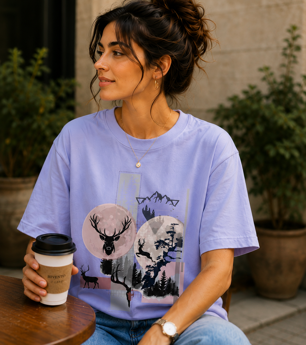Women Moonlit Wilderness Oversized Graphic T-Shirt
