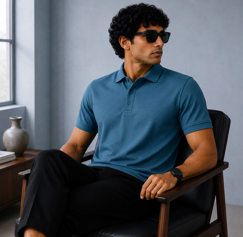 Signature Men Classic Fit Petrol Blue Polo T-Shirt