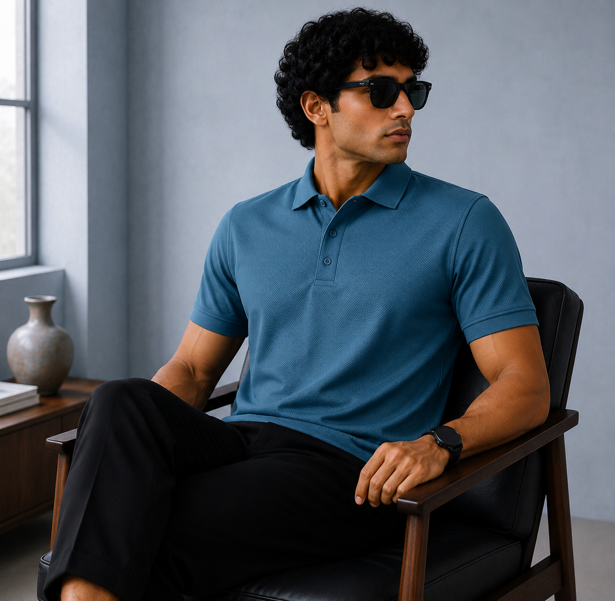 Signature Men Classic Fit Petrol Blue Polo T-Shirt