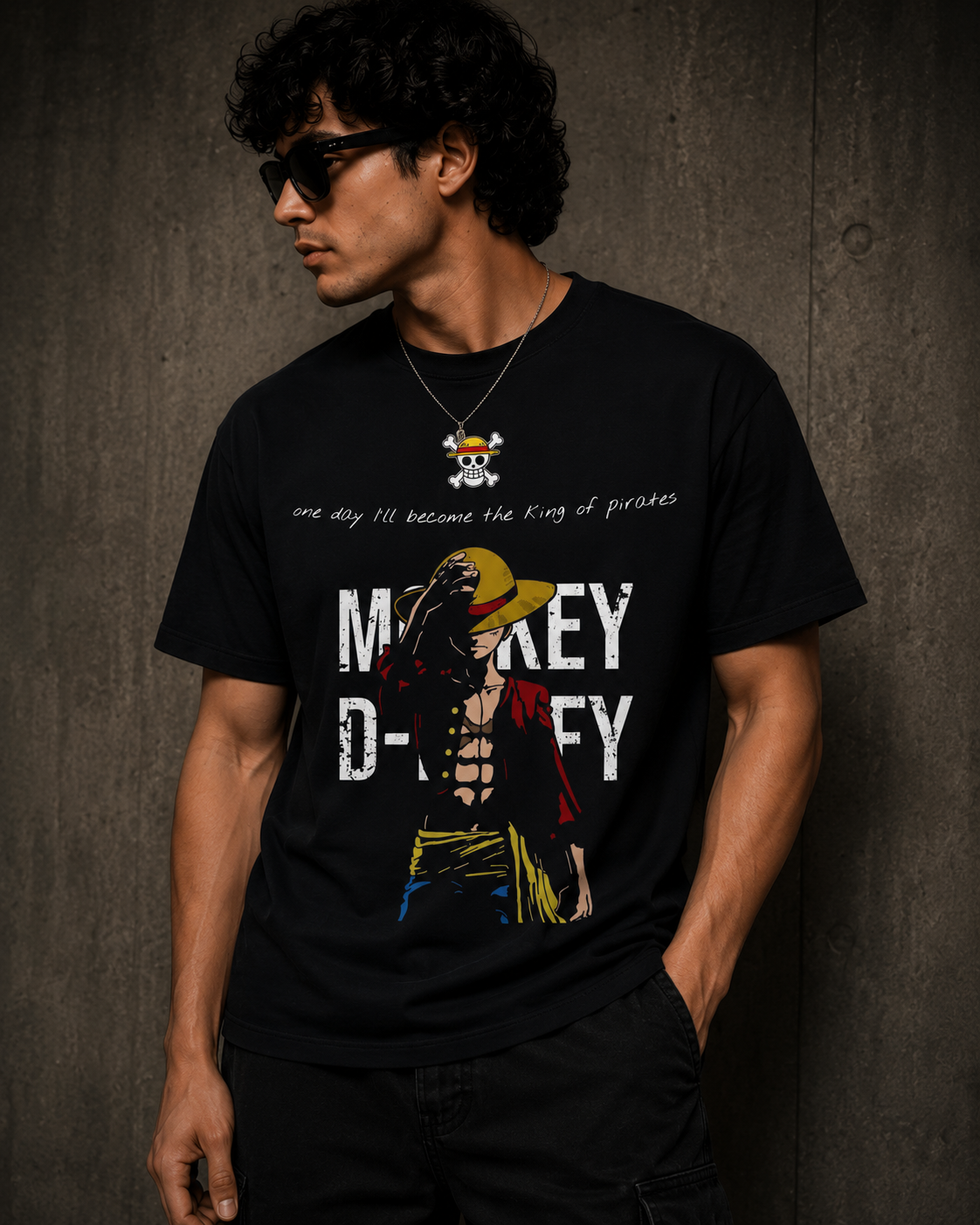 Straw Hat Compass Men Classic Fit Anime Back Print T-Shirt