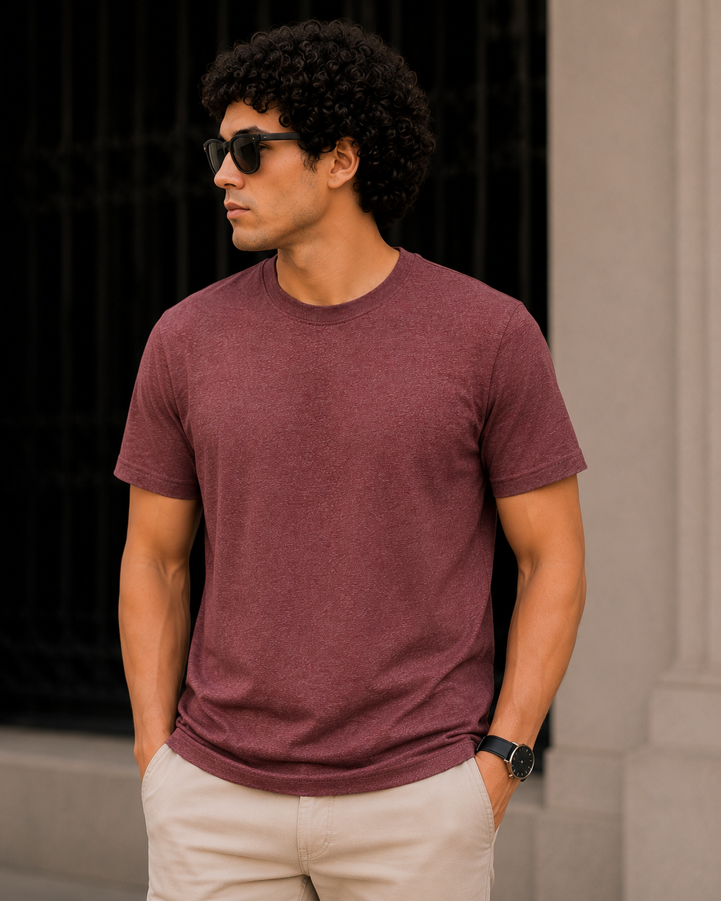 Softcore Men's Premium Cardinal Heather Classic Fit Solid T-Shirt