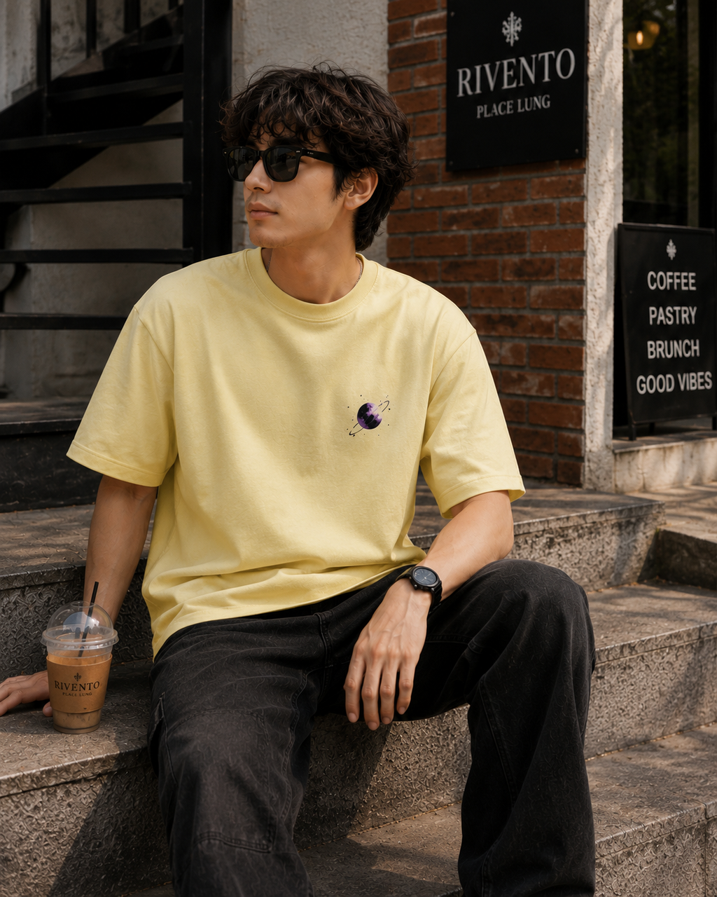 Cosmic Wanderer Oversized Graphic T-Shirt for Men