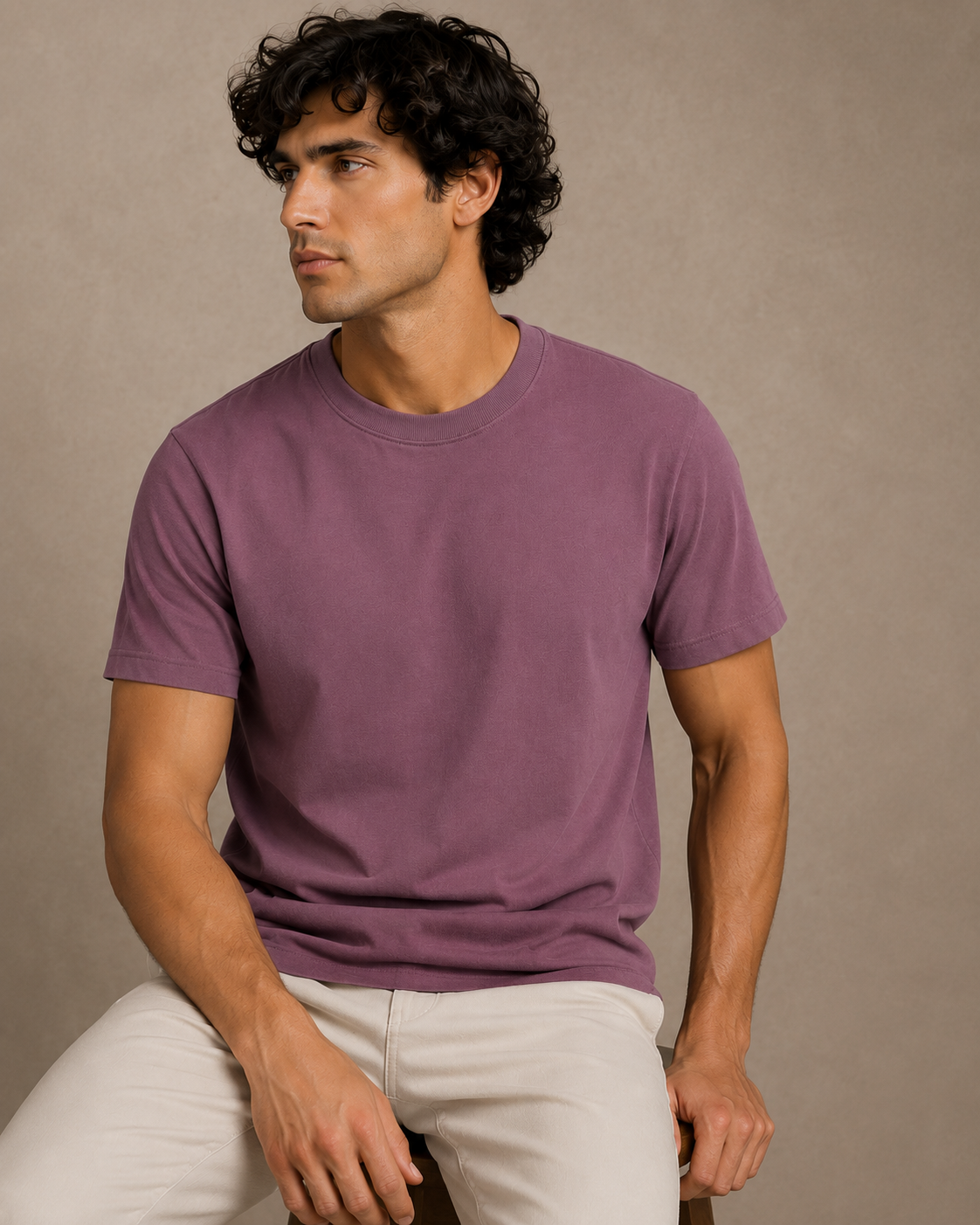 Softcore Men's Premium Mauve Classic Fit Solid T-Shirt