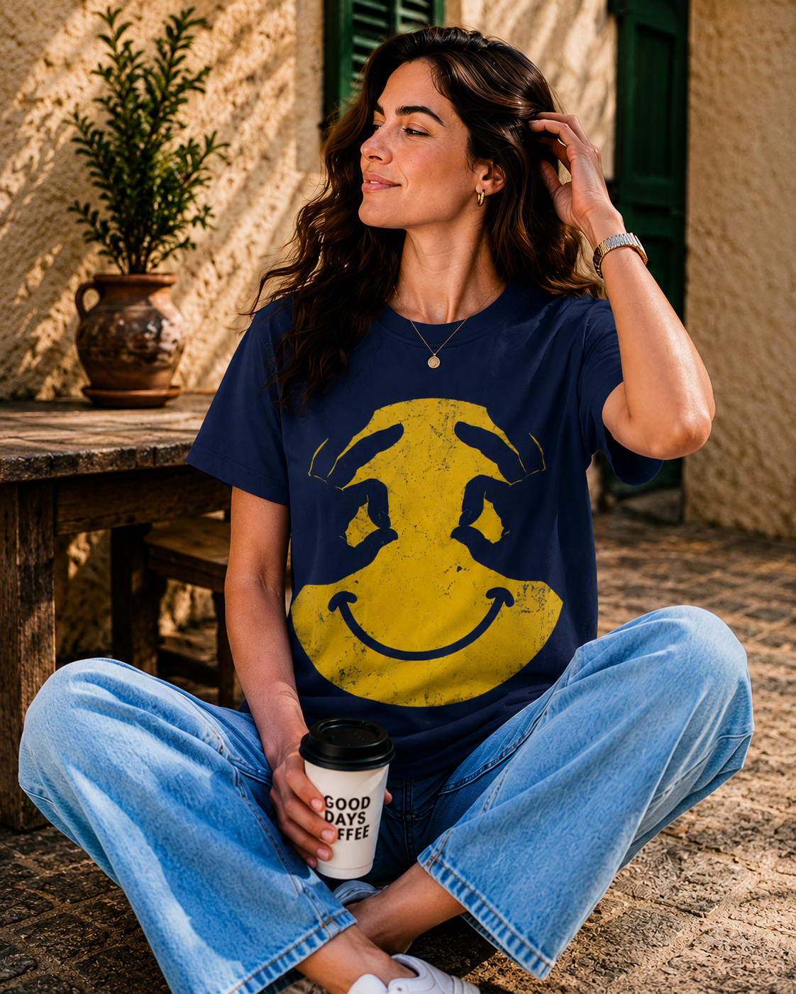 Women Smiley Face Graphic T-Shirt