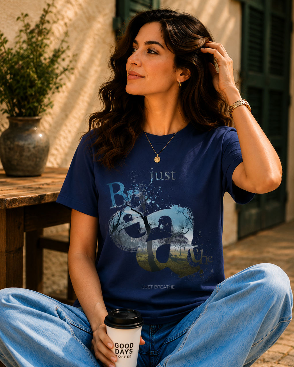 Women Just Breathe Aesthetic Graphic T-Shirt