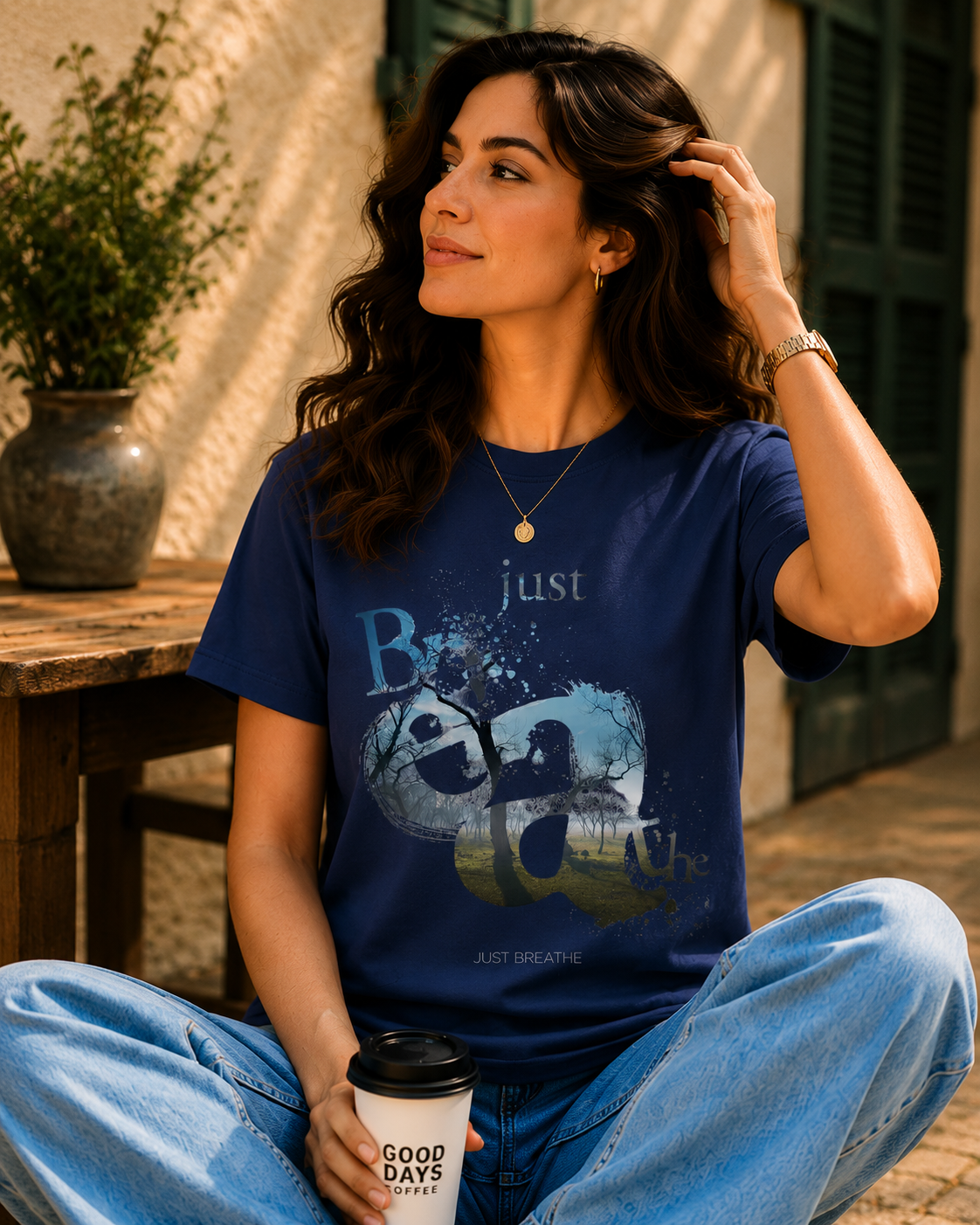 Women Just Breathe Aesthetic Graphic T-Shirt