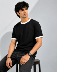 Minimal Black & White Men's Classic Fit Ringer T-Shirt