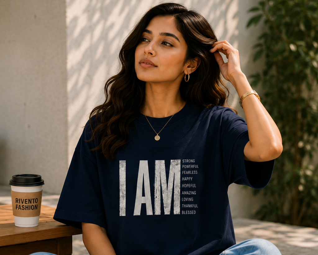 Women I Am Strong & Fearless Oversized Graphic T-Shirt