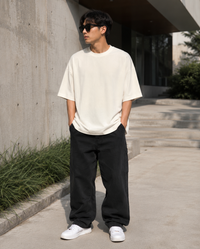 Men's Off White Oversized Drop Shoulder T-Shirt