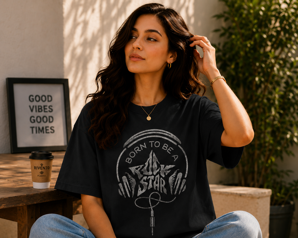 Women Rock Star Graphic Oversized T-Shirt