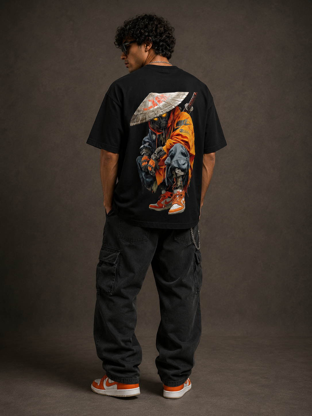 Cyber Ronin Back Print Streetwear Oversized T-Shirt for Men