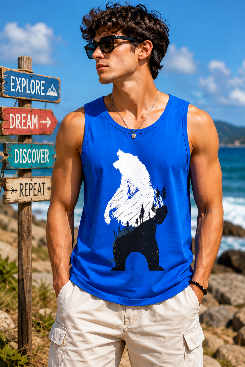 Wilderness Explorer Royal Blue Tank Top