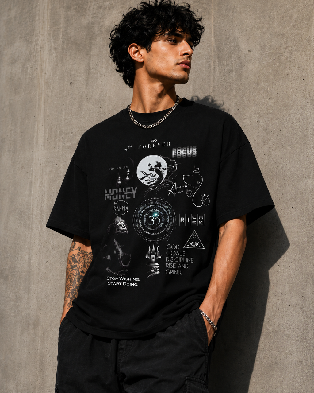 Mindset Manifesto Graphic Oversized T-Shirt for Men