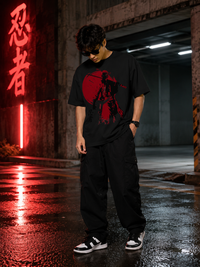 Samurai Shadow Graphic Oversized T-Shirt for Men