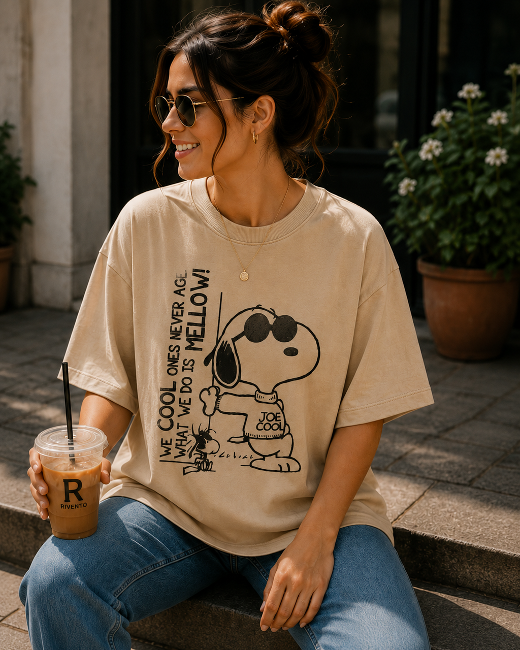 Women Joe Cool Snoopy Oversized Graphic T-Shirt