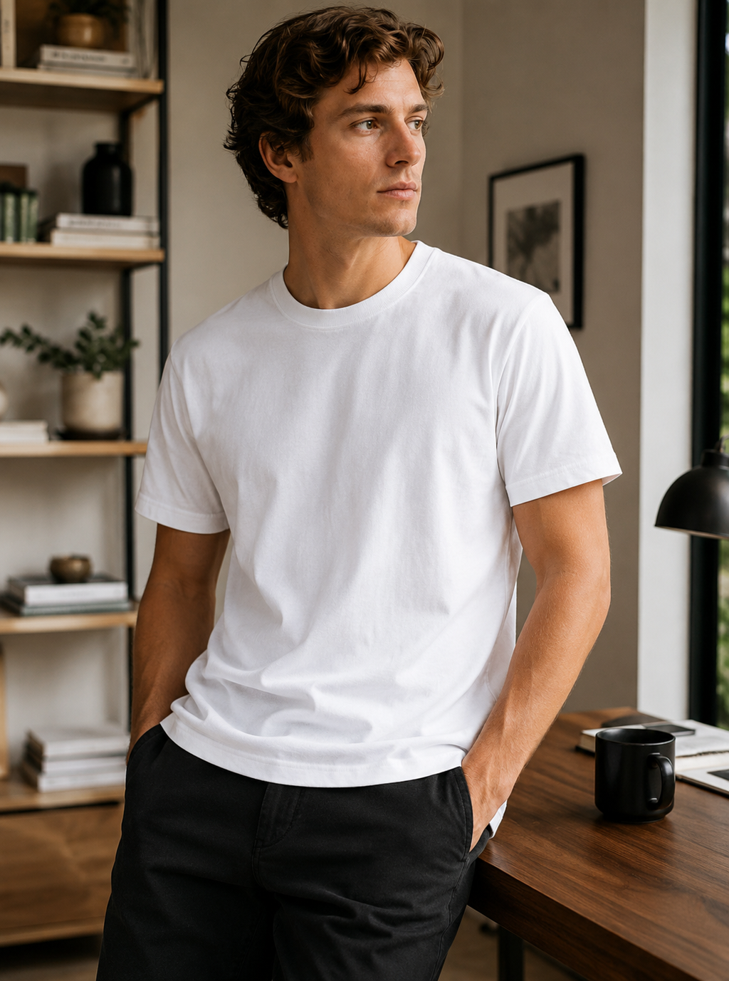 EarthPure Premium White Organic Cotton Classic Fit Solid T-Shirt