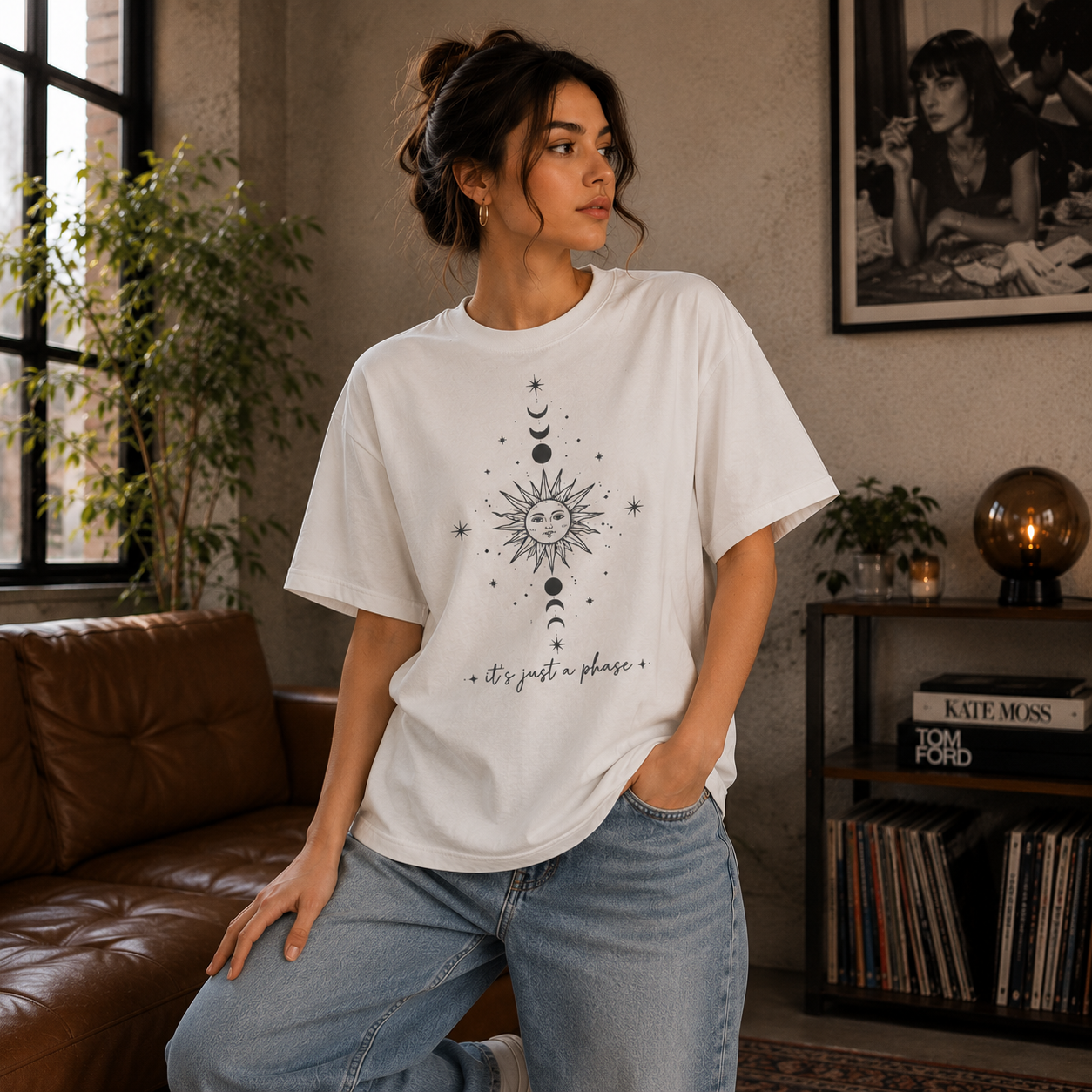 Women Celestial Sun & Moon Graphic T-Shirt