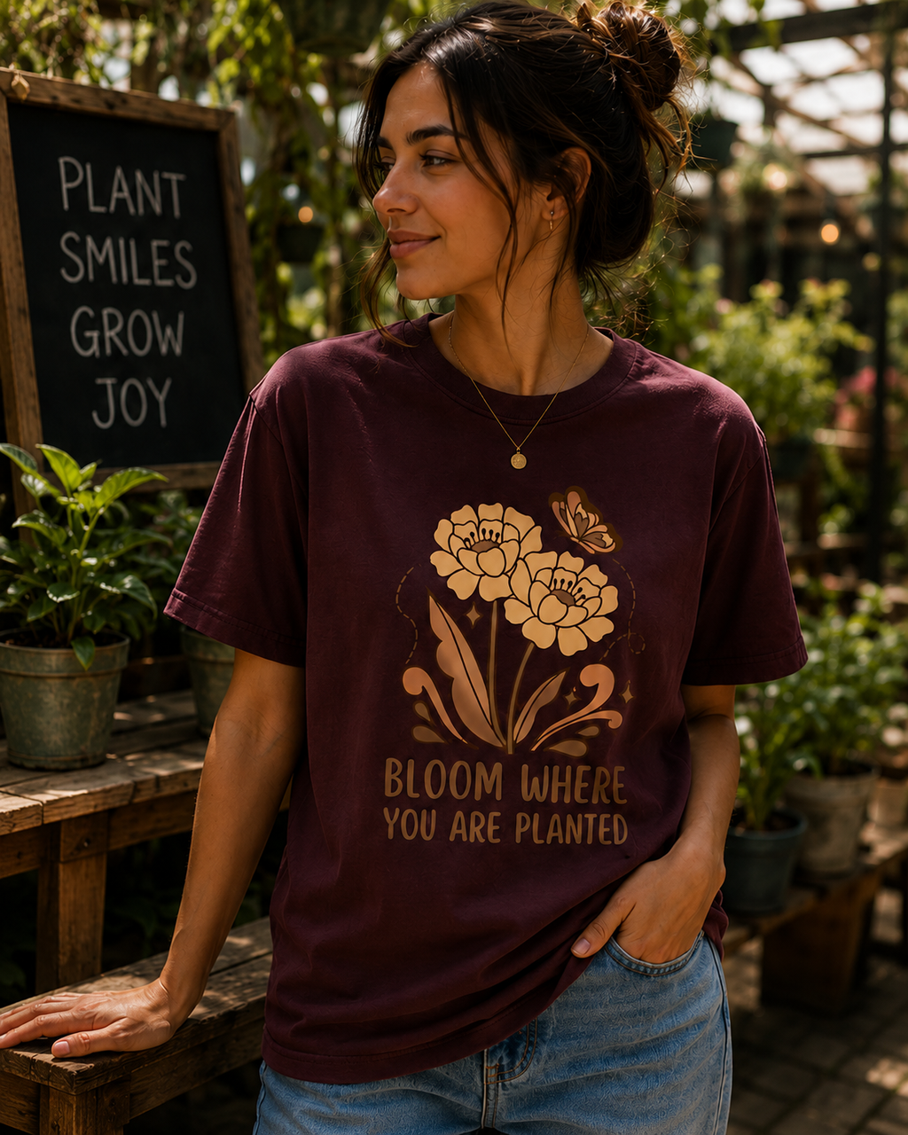Women Bloom Where You Are Planted Graphic T-Shirt
