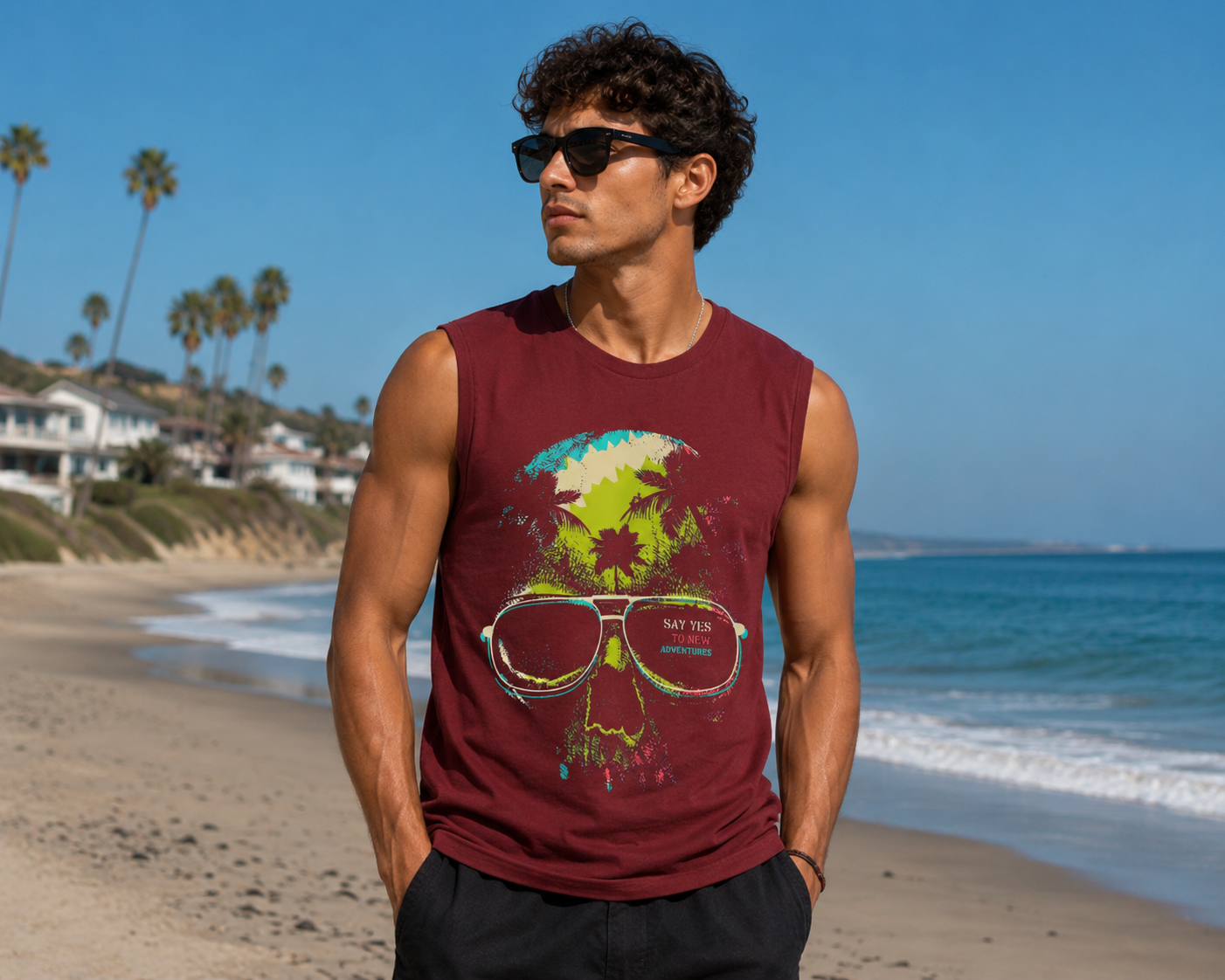 Wanderlust Skull Maroon Tank Top