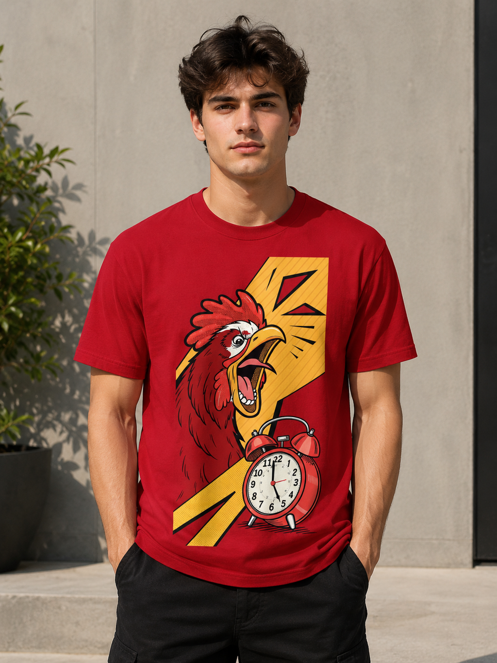 Early Bird Rooster Alarm Graphic Men Classic Fit T-Shirt