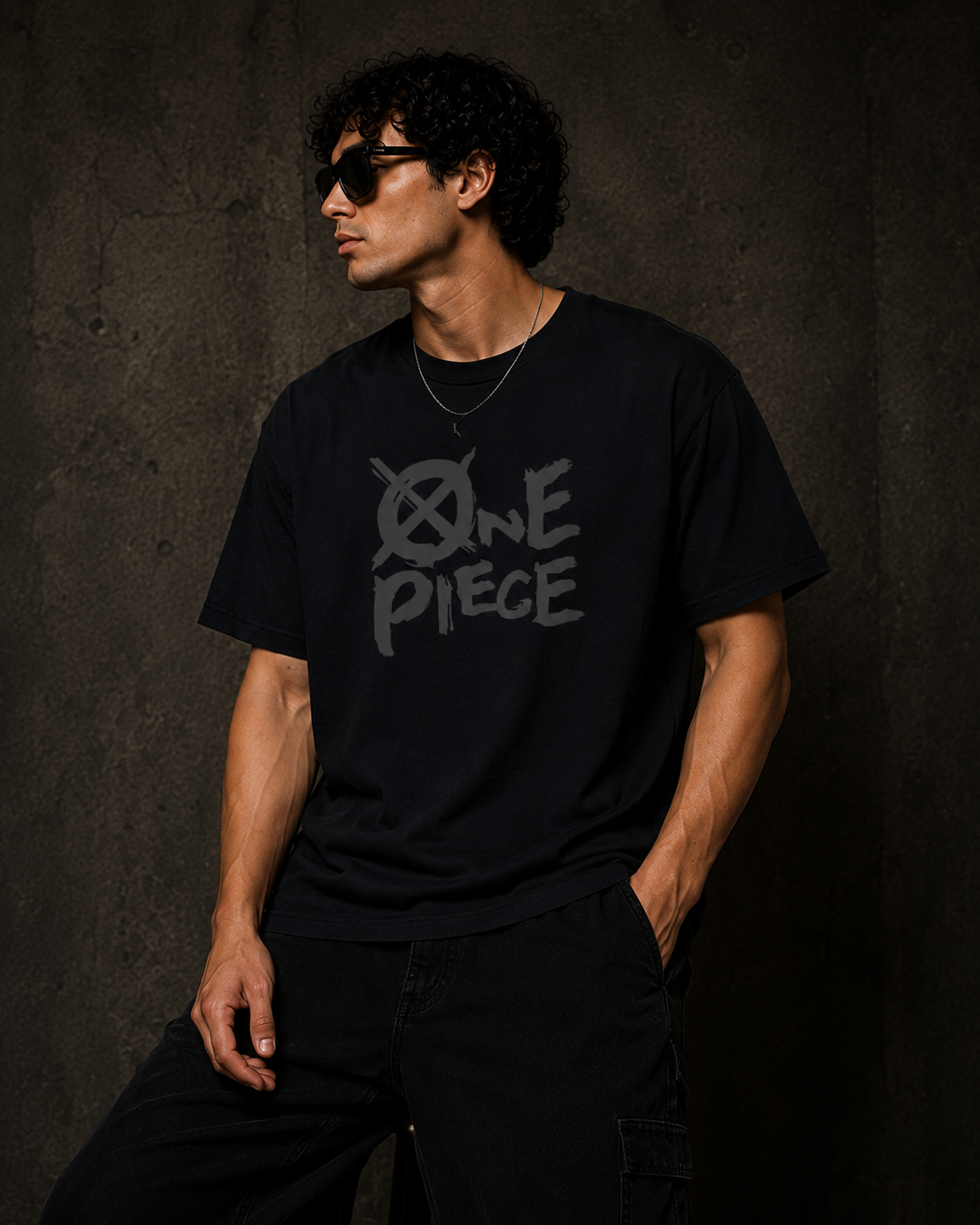 Samurai Skull Back Print Oversized T-Shirt for Men