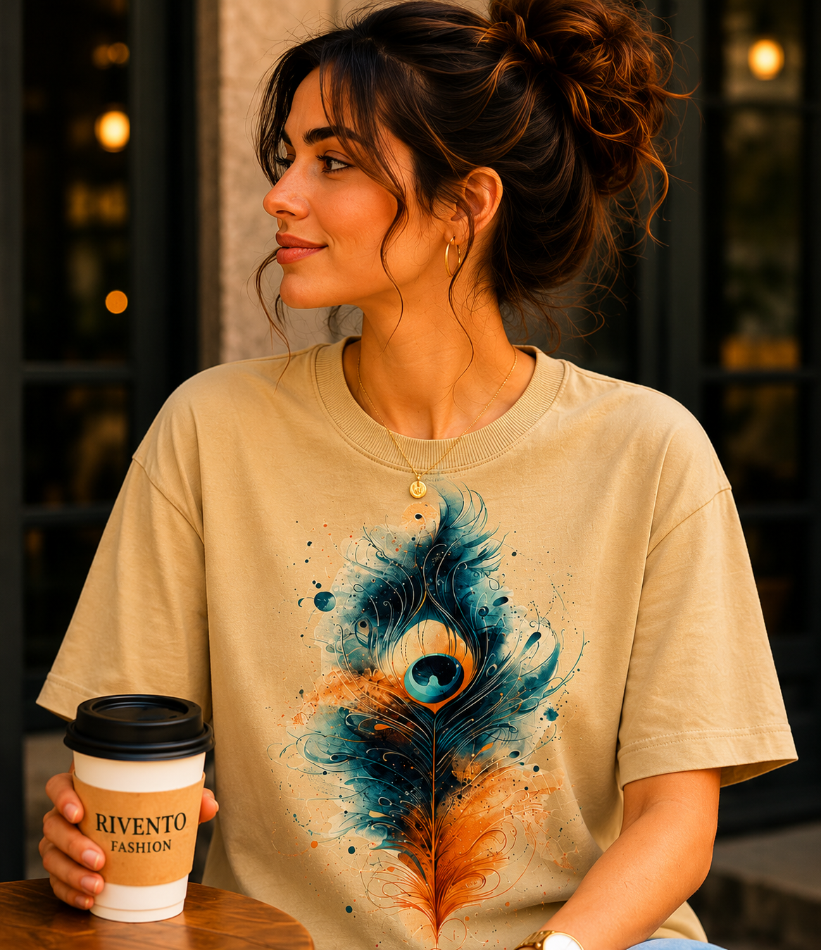 Women Peacock Majesty Oversized T-Shirt