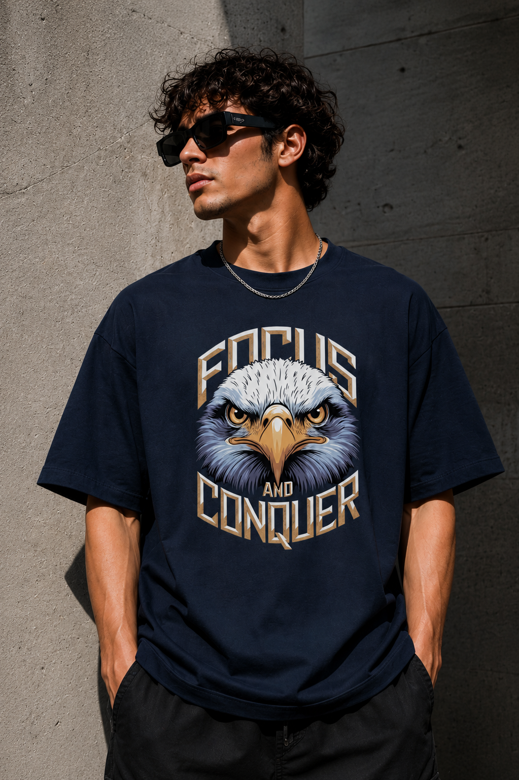 Focus and Conquer Oversized Graphic T-Shirt for Men