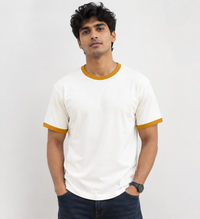 Plain White & Yellow Men's Classic Fit Ringer T-Shirt