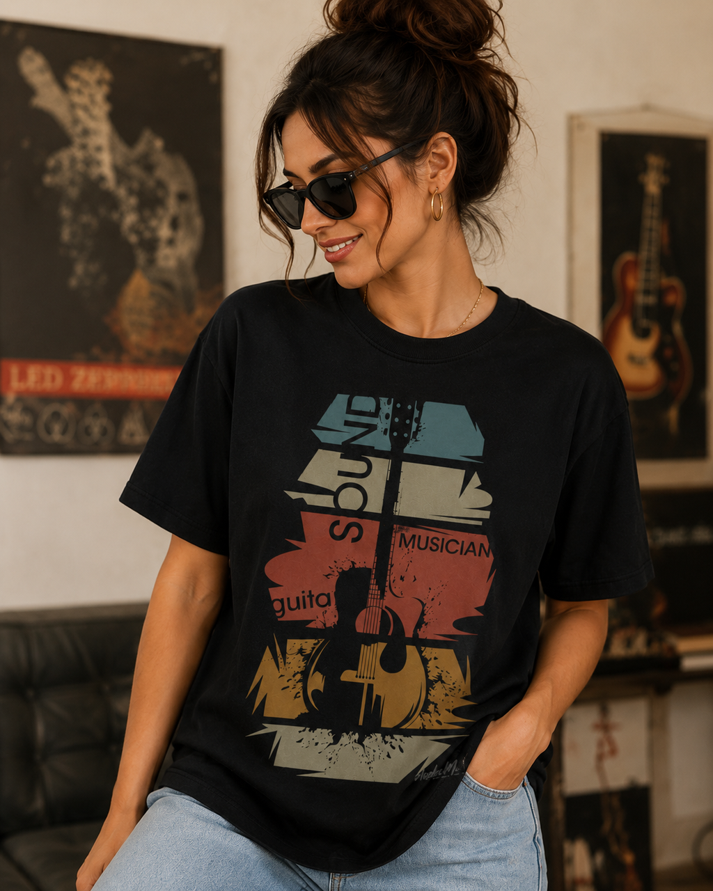 Women Soul Musician Guitar Graphic T-Shirt