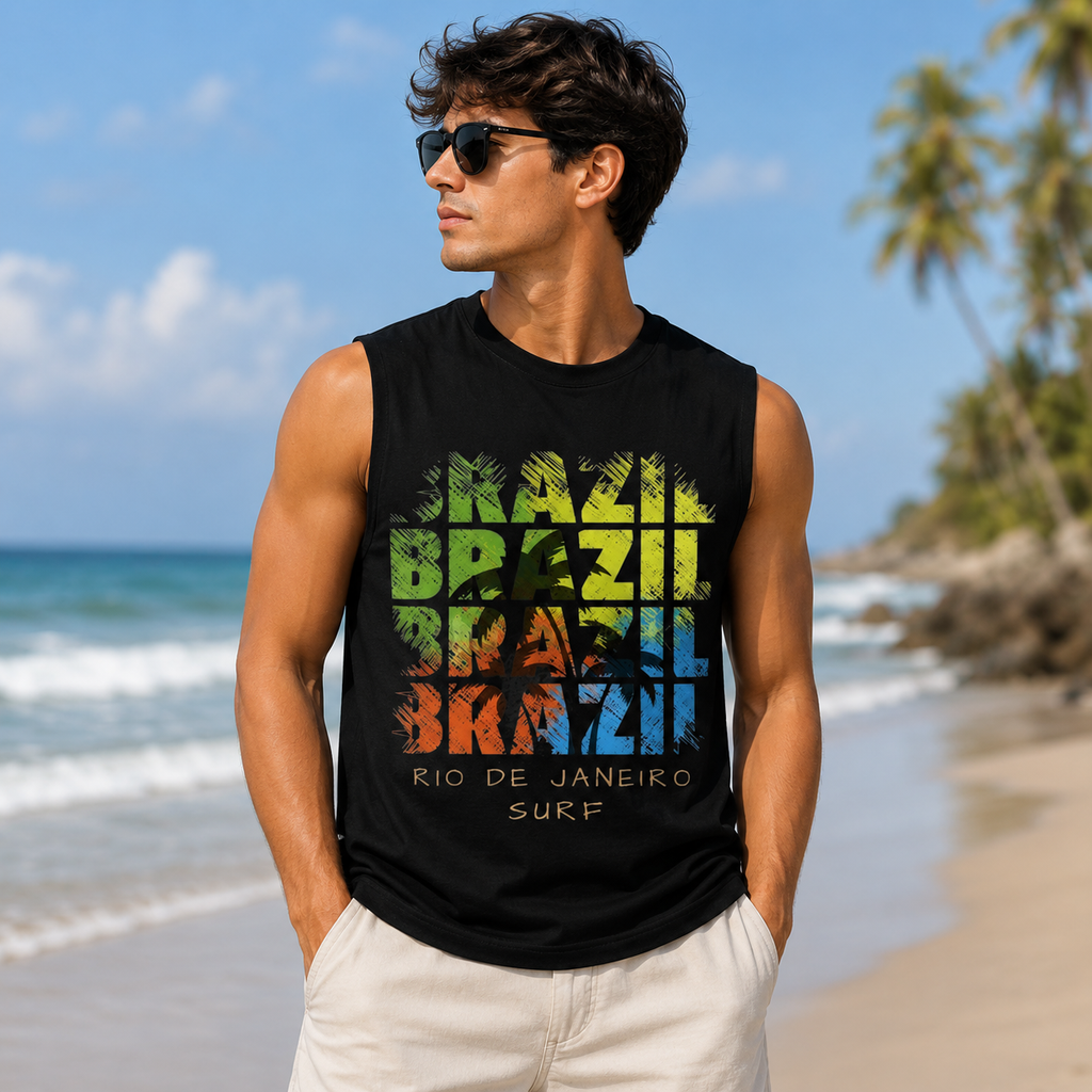 Brazil Surf Black Tank Top