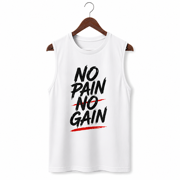 No Pain No Gain White Men's Graphic Tank Top