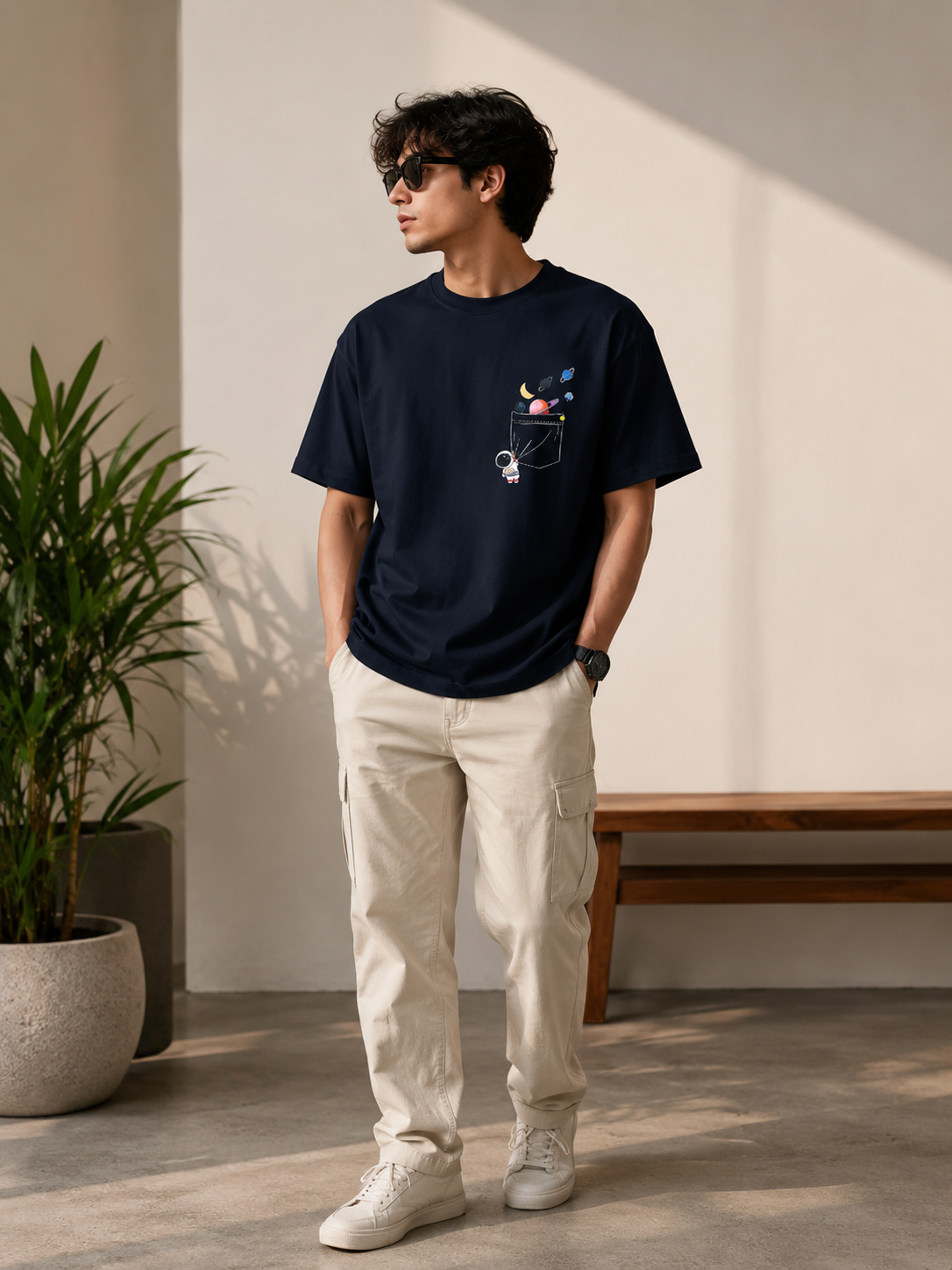 Pocket Astronaut Space Graphic Men Classic Fit T-Shirt