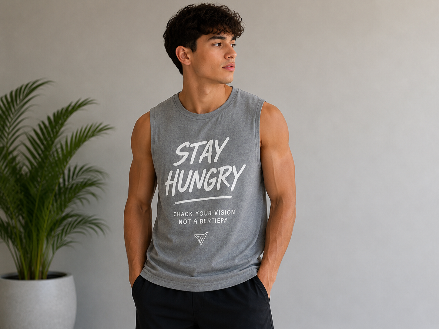 Stay Hungry Motivation Grey Tank Top