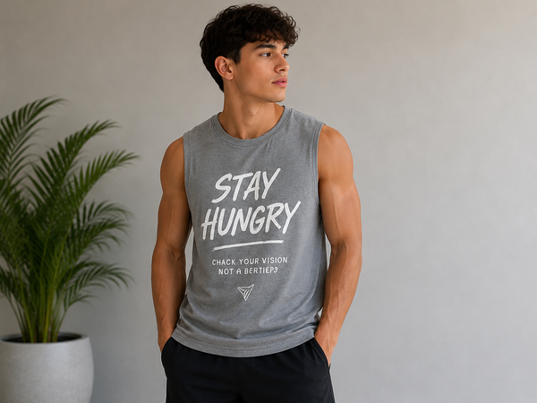 Stay Hungry Motivation Grey Tank Top