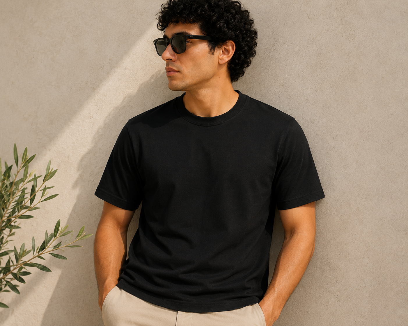 EarthPure Premium Black Organic Cotton Classic Fit Solid T-Shirt