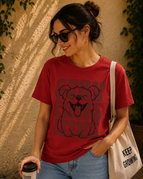 Women Stay Pawsitive Dog Graphic T-Shirt