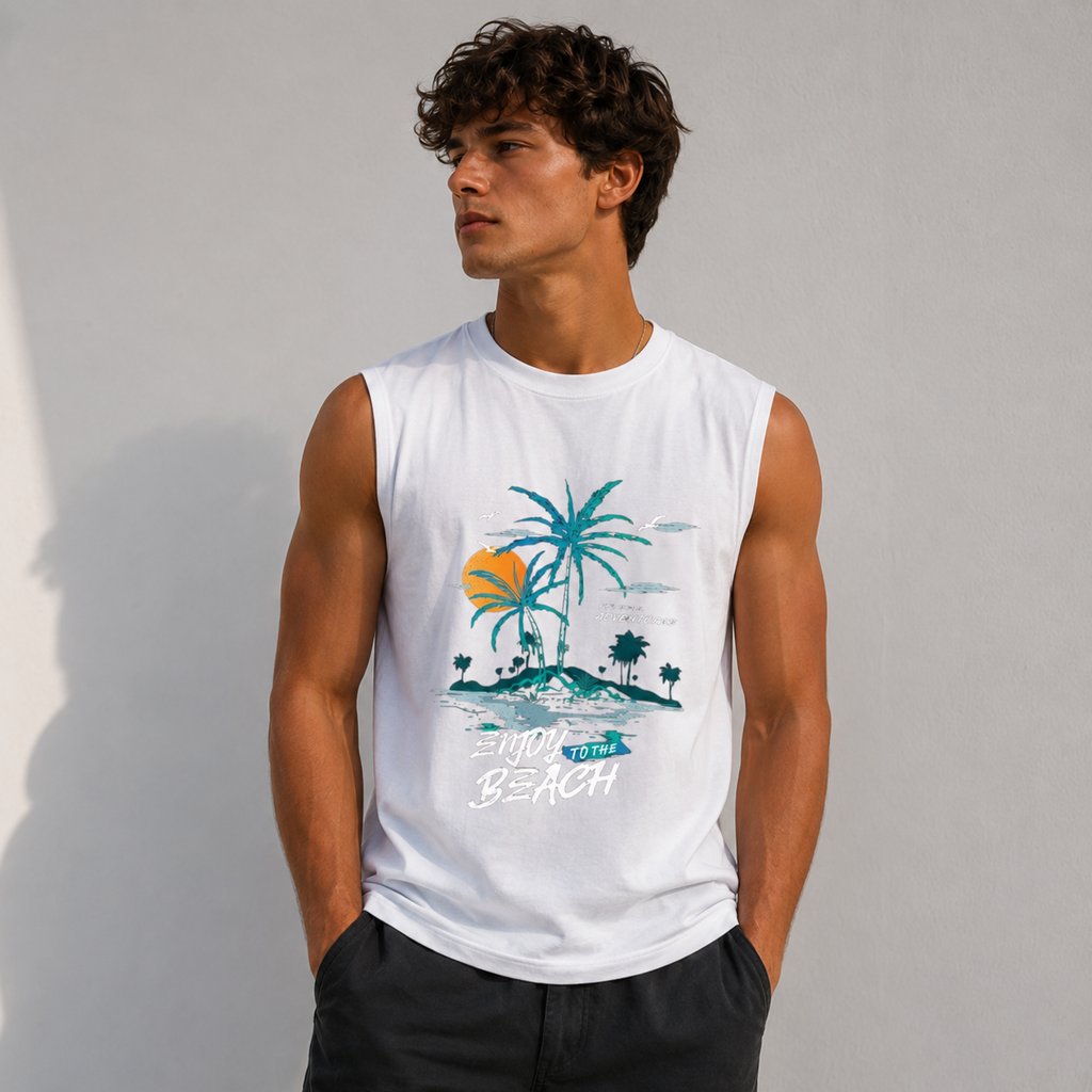 Coastal Breeze White Tank Top