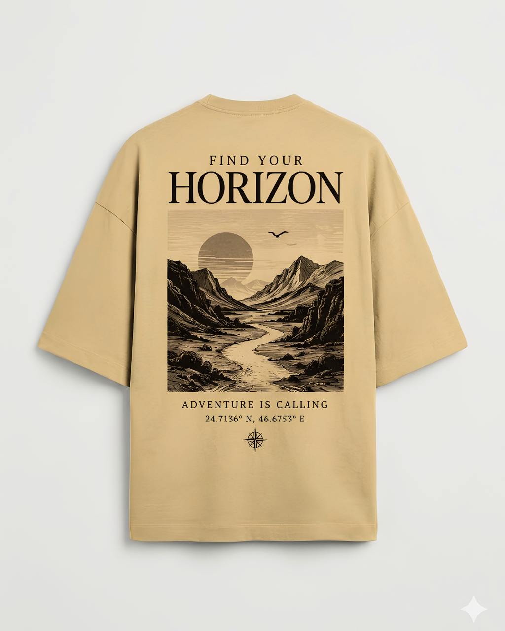 Find Your Horizon Oversized Fit T-Shirt in Desert - Rivento Fashion oversized t-shirt for men