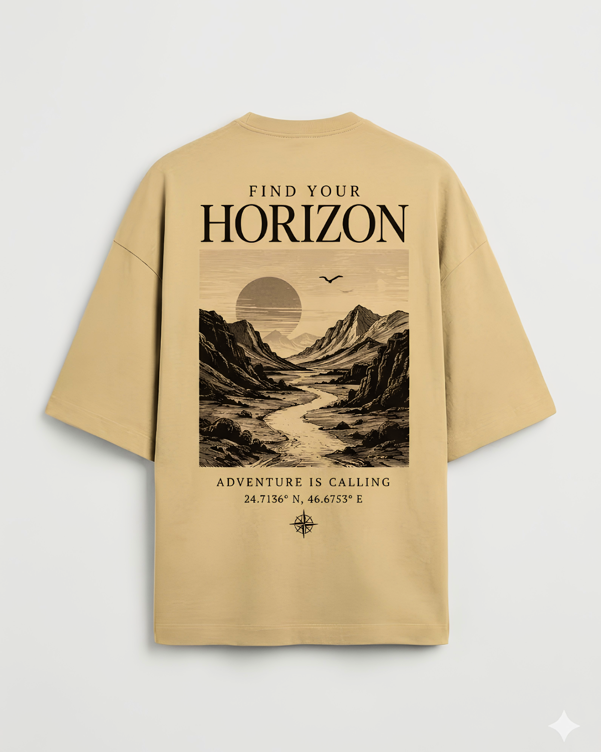 Find Your Horizon Oversized Fit T-Shirt in Desert - Rivento Fashion oversized t-shirt for men