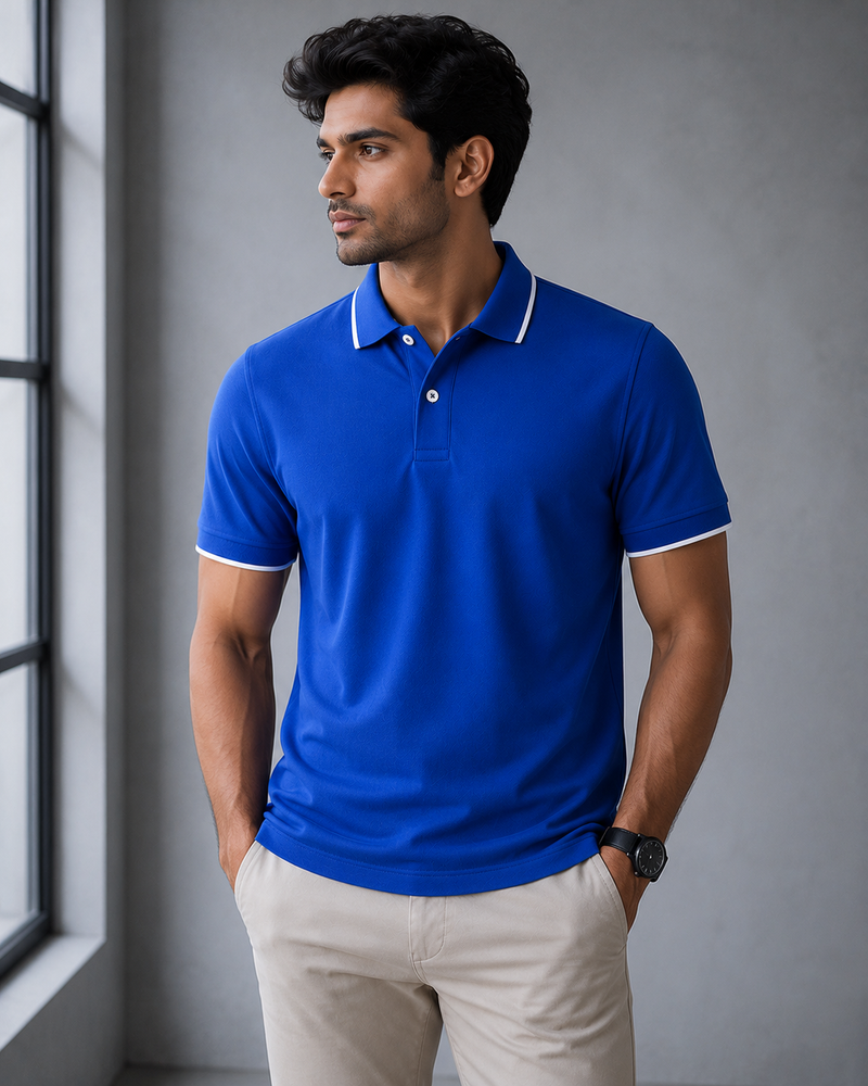Elite Men Classic Fit Royal Blue Polo T-Shirt