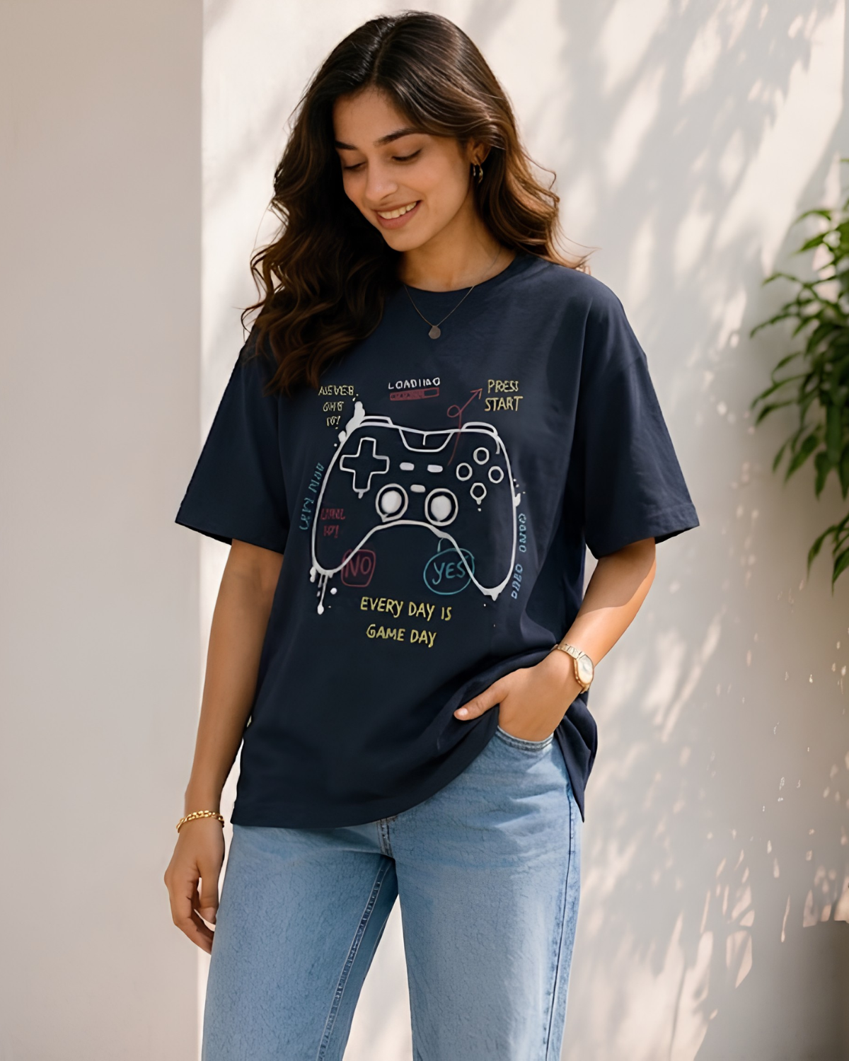 Women Born To Play Oversized T-Shirt